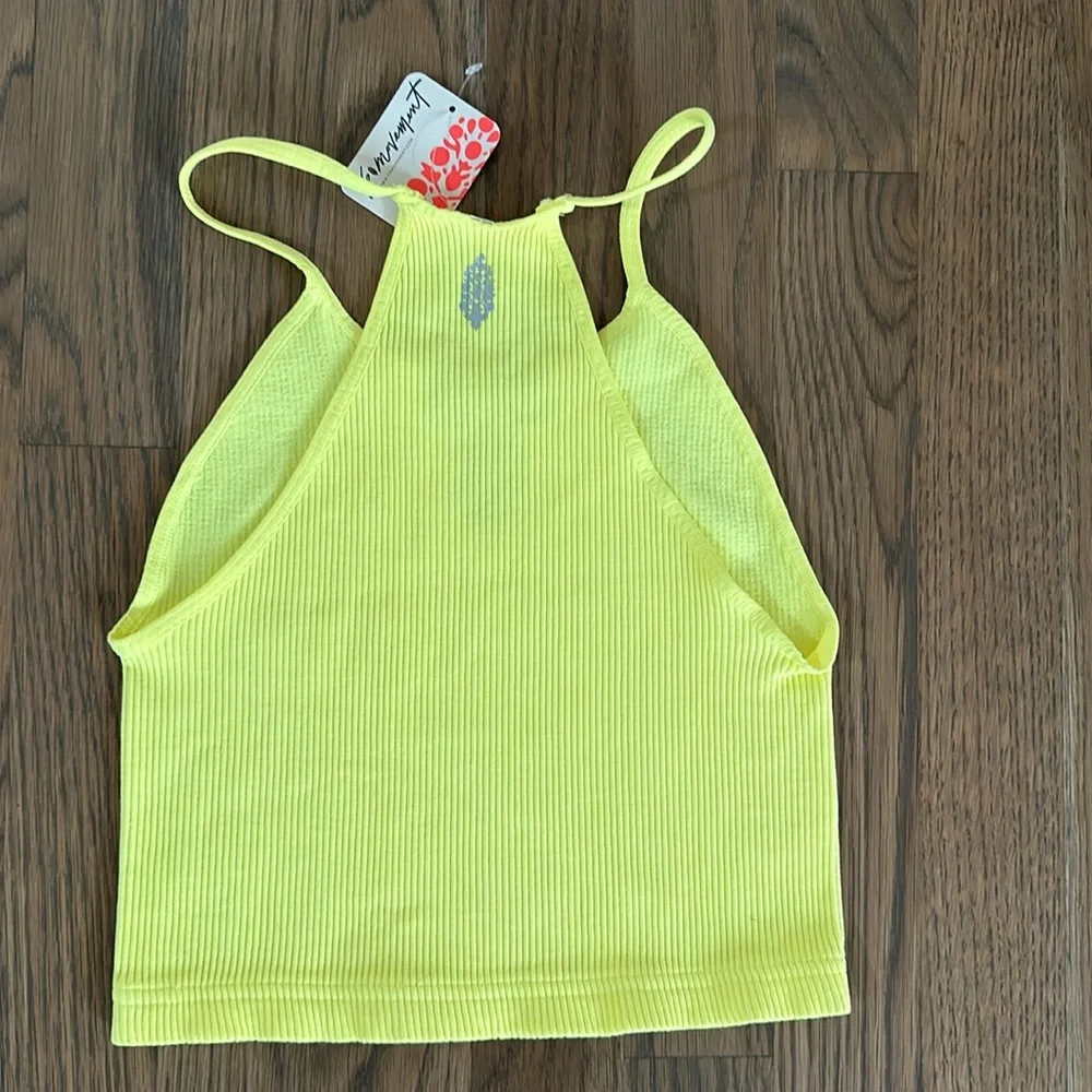 FP Movement Tank Top sz XS/S Women's Cropped Racerback Glowstick Yellow Ribbed